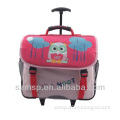 cute owl ployester popular quality fixed trolley school backpack,back to school girls bag